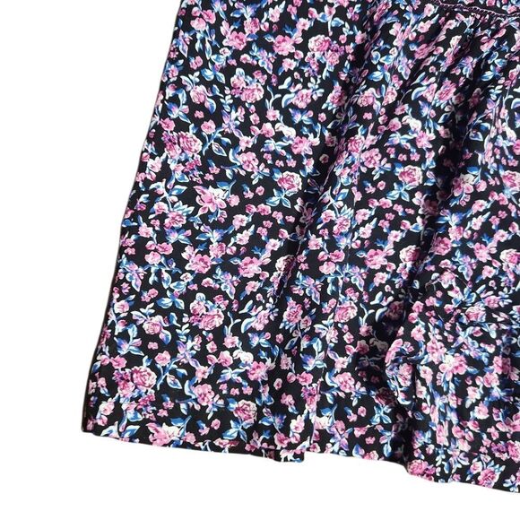 Woman Within Blouse Plus Size 3X Purple Black Floral V Neck Long Sleeve Top - Picture 2 of 9